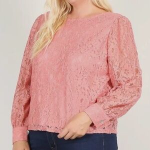 Chic Women's Pink Lace Blouse